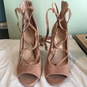 Vince Camuto Tan Lace Up Heels